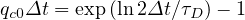 qc0Δt = exp (ln2Δt ∕τD )- 1
